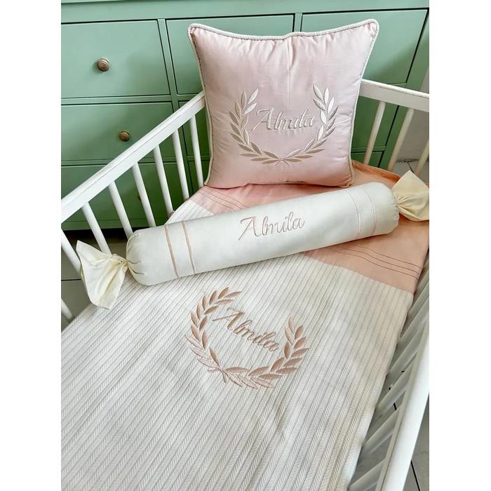 Pike takımı krem örgü pike - somon poplin 2