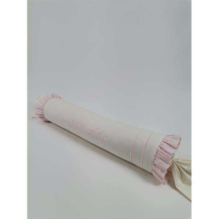 Pike takımı 5 parça krem örgü pike - pudra poplin