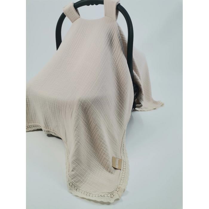 Puset örtüsü 4 kat bej müslin yırtmaçsız 