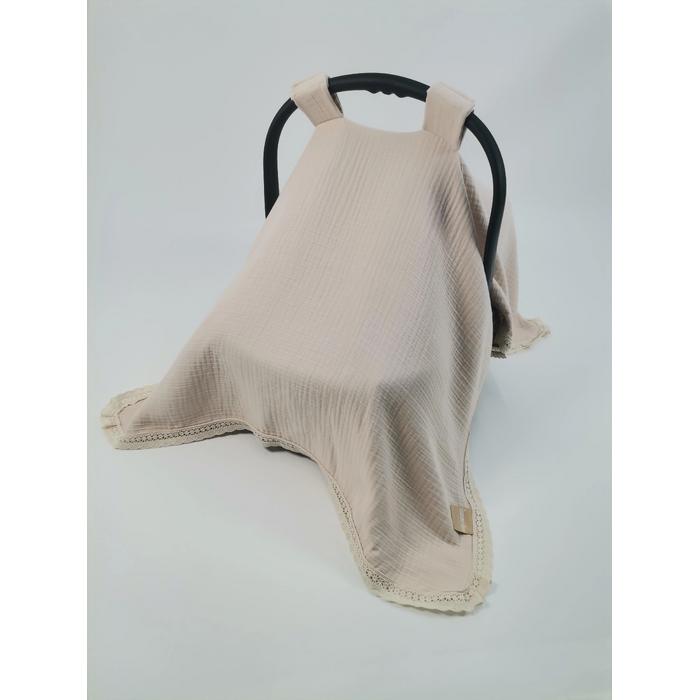 Puset örtüsü 4 kat bej müslin yırtmaçsız 