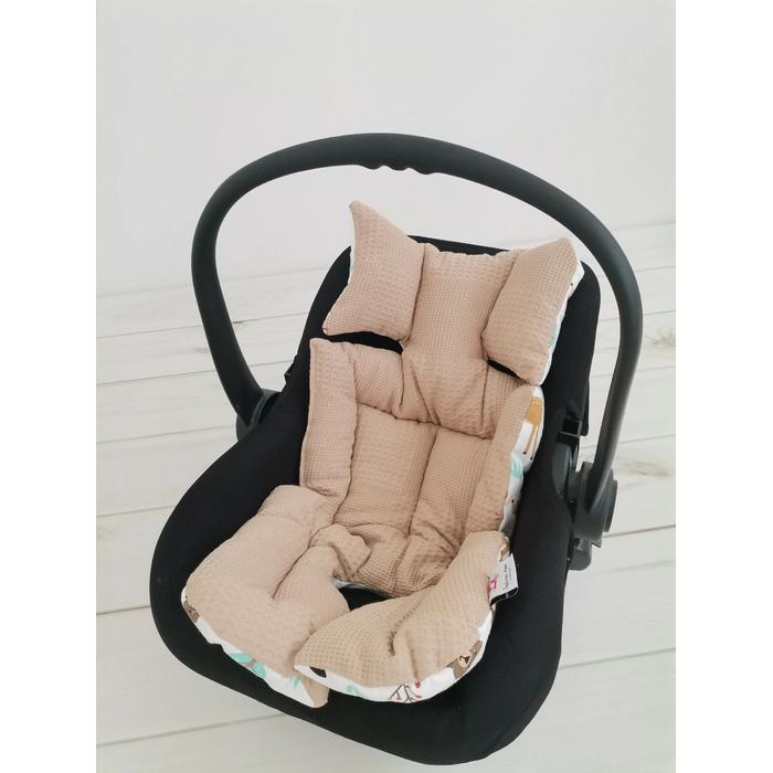 Puset örtüsü bej waffle  pike - hayvan figürlü müslin