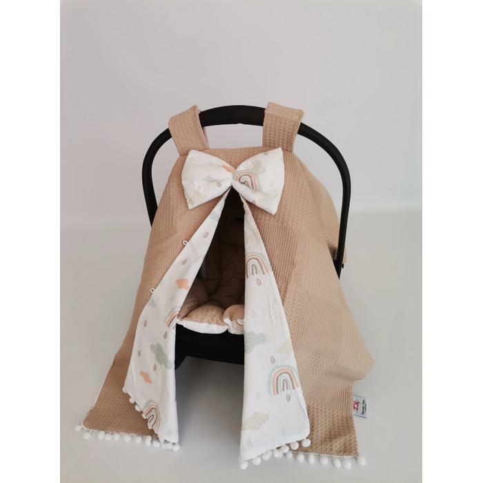 Puset örtüsü bej waffle pike - gökkuşaklı poplin