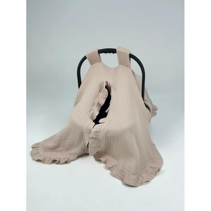 Puset örtüsü fırfırlı 4 kat bej müslin 