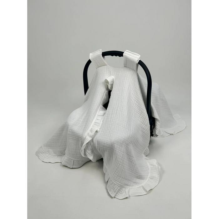 Puset örtüsü fırfırlı 4 kat beyaz müslin 