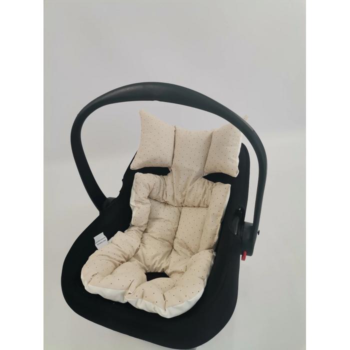 Puset örtüsü fırfırlı bej zemin üstü kahve rengi puantiyeli - krem poplin