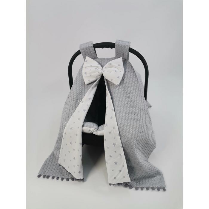 Puset örtüsü gri örgü pike - gri yıldızlı poplin