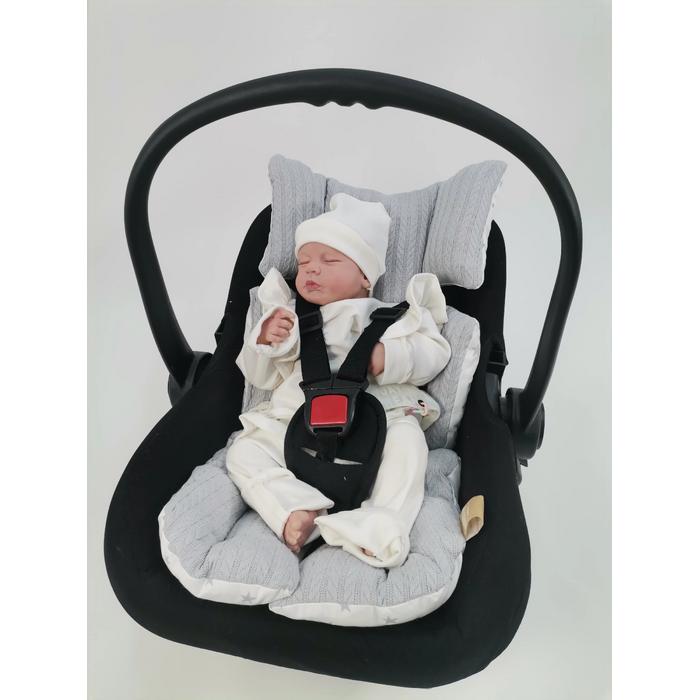 Puset örtüsü gri örgü pike - gri yıldızlı poplin