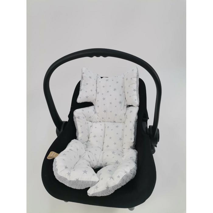 Puset örtüsü gri örgü pike - gri yıldızlı poplin