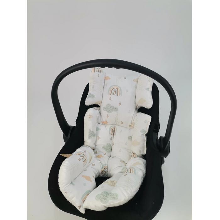 Puset örtüsü krem örgü pike - gökkuşaklı poplin