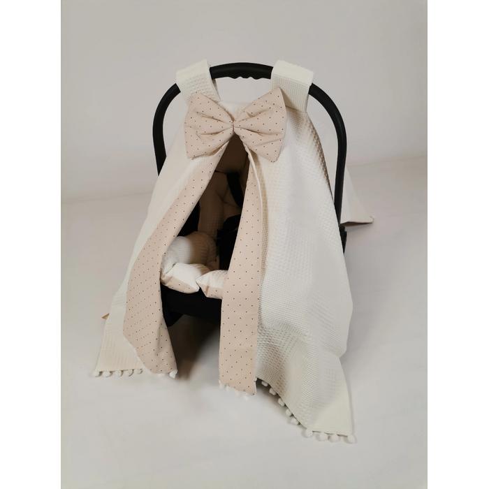 Puset örtüsü krem waffle pike - bej zemin üstü kahve rengi poplin