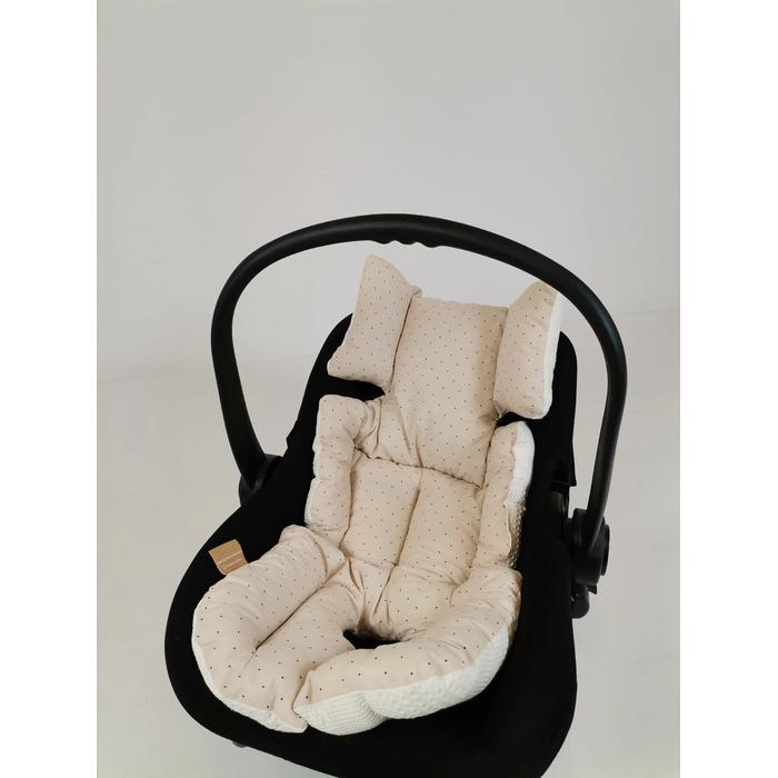 Puset örtüsü krem waffle pike - bej zemin üstü kahve rengi poplin