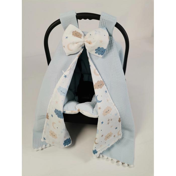 Puset örtüsü mavi waffle pike - mavi aylı bulutlu müslin