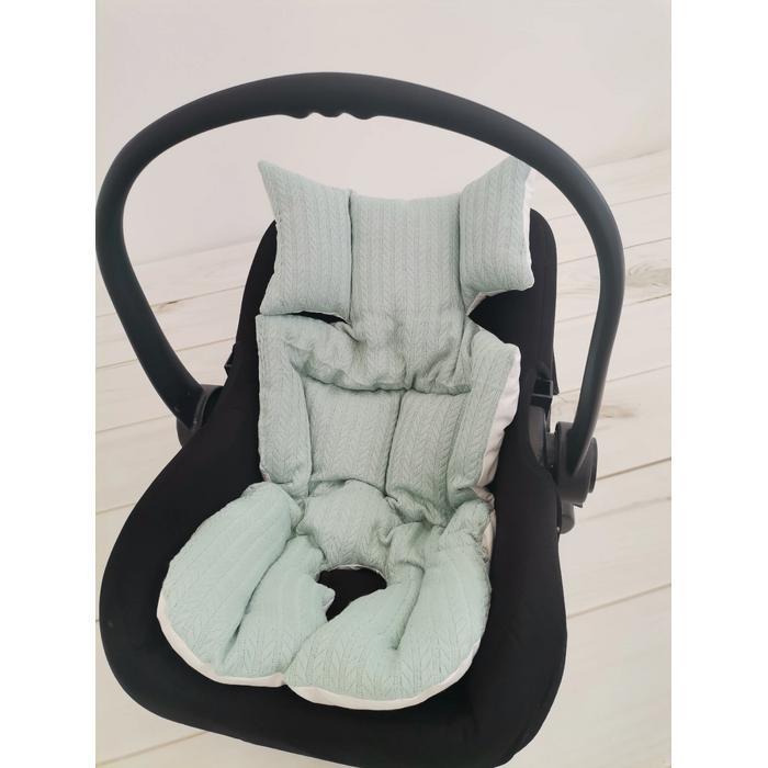 Puset örtüsü yeşil örgü pike - gümüş kalpli poplin