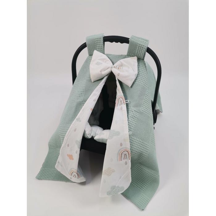 Puset örtüsü yeşil waffle pike - gökkuşaklı poplin