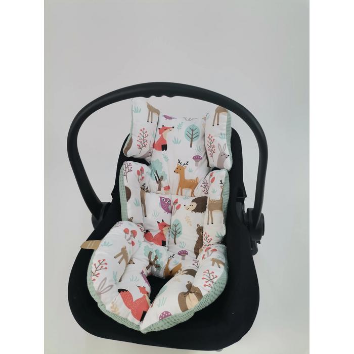 Puset örtüsü yeşil waffle pike - hayvan figürlü poplin