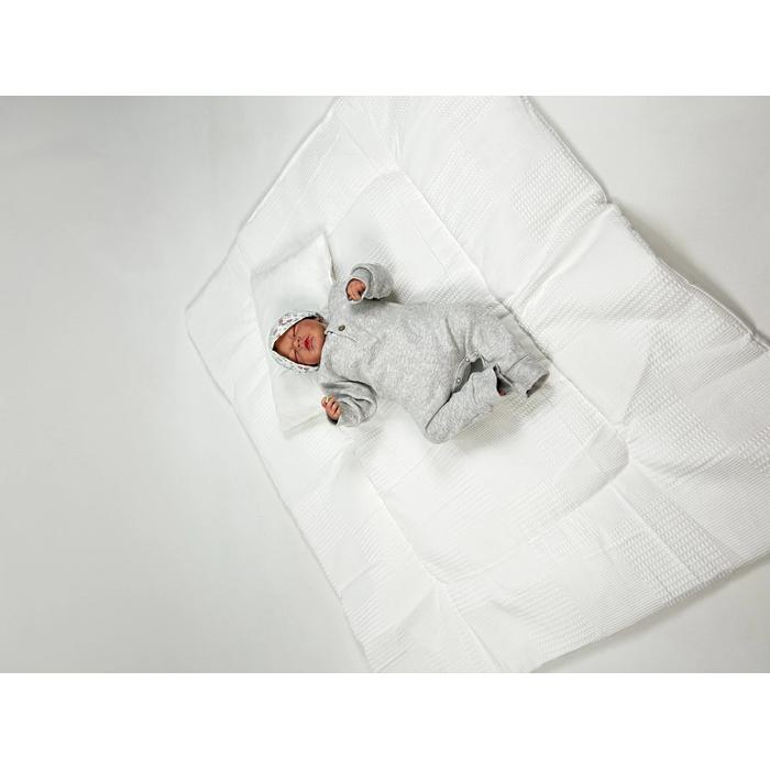 Sürpriz yastık  tavşan işlemeli beyaz waffle pike - beyaz poplin