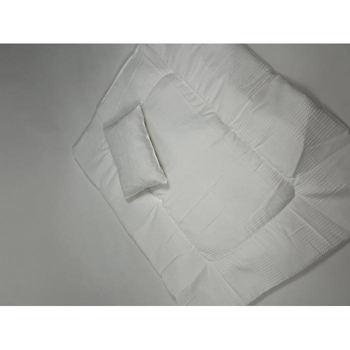 Sürpriz yastık  tavşan işlemeli beyaz waffle pike - beyaz poplin