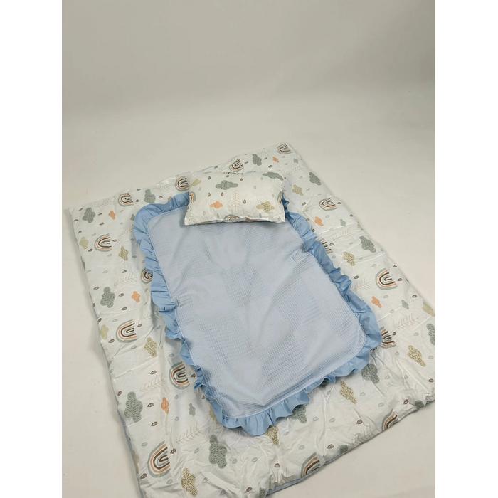 Sürpriz yastık mavi waffle pike - gökkuşaklı poplin