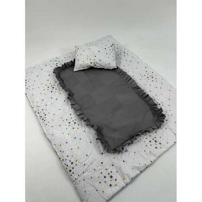 Sürpriz yastık koyu gri waffle pike - gri samanyolu yıldızlı poplin