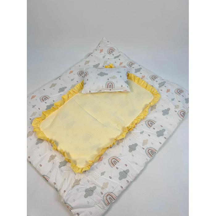 Sürpriz yastık sarı waffle pike - gökkuşaklı poplin