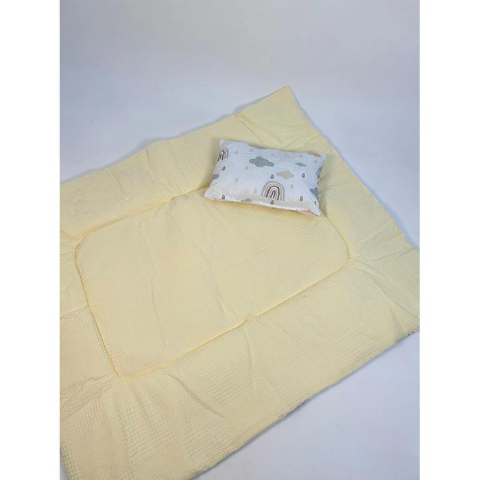 Sürpriz yastık sarı waffle pike - gökkuşaklı poplin