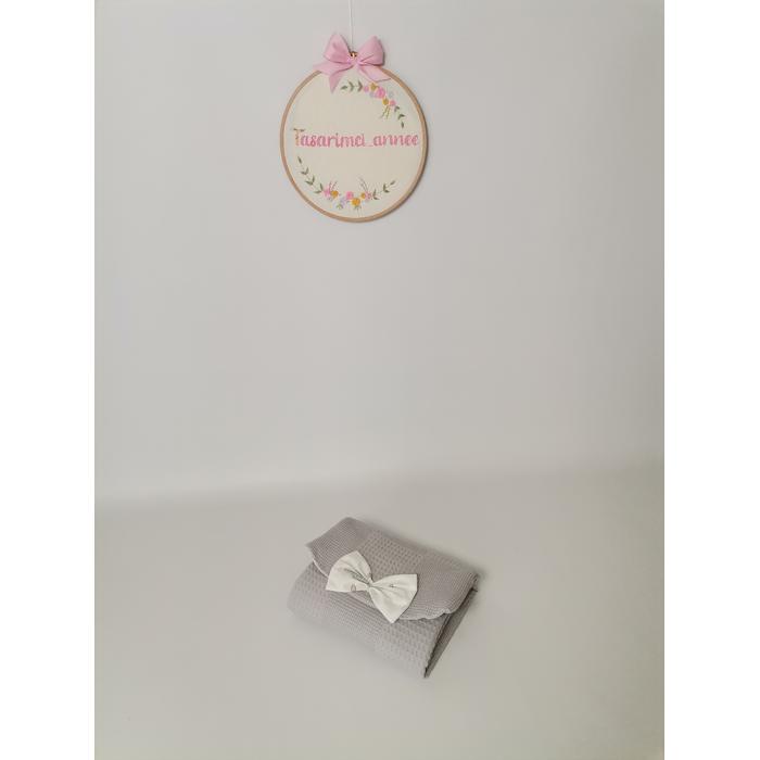 Yuvarlak babynest 9'lu set gri waffle pike - gökkuşaklı poplin