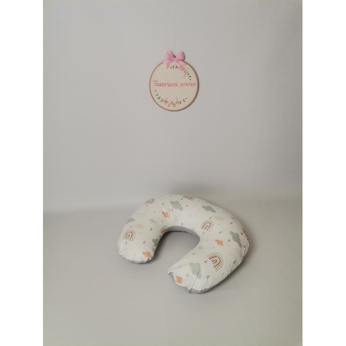 Yuvarlak babynest 9'lu set gri waffle pike - gökkuşaklı poplin