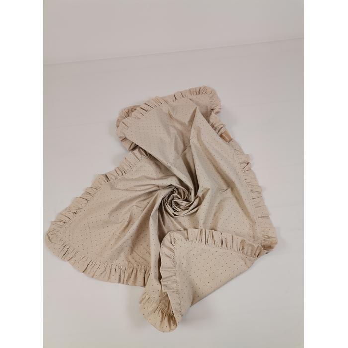 Yuvarlak babynest 9'lu fırfırlı set bej zemin üstü kahve rengi puantiyeli poplin