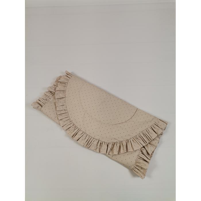 Yuvarlak babynest 9'lu fırfırlı set bej zemin üstü kahve rengi puantiyeli poplin