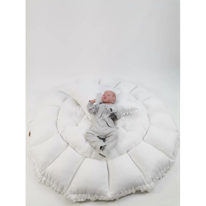 Yuvarlak babynest 9'lu set beyaz waffle pike - beyaz poplin