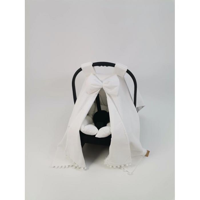 Yuvarlak babynest 9'lu set beyaz waffle pike - beyaz poplin