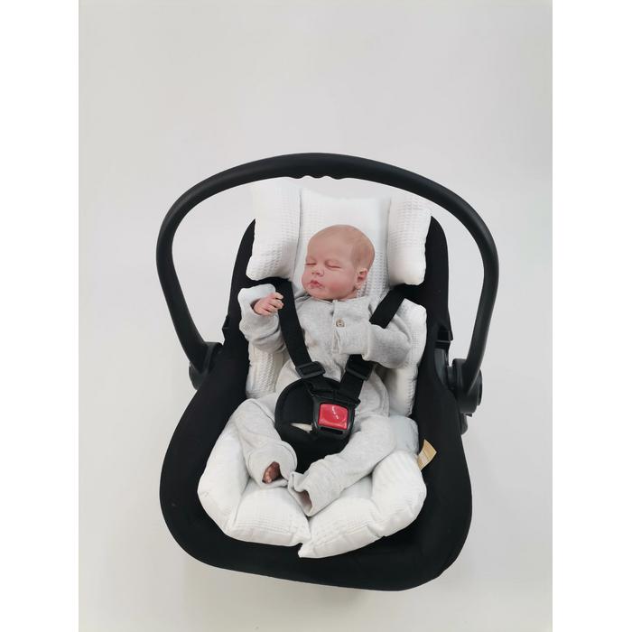 Yuvarlak babynest 9'lu set beyaz waffle pike - beyaz poplin