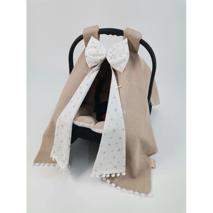 Yuvarlak babynest 9'lu set bej waffle pike - bej yıldızlı poplin