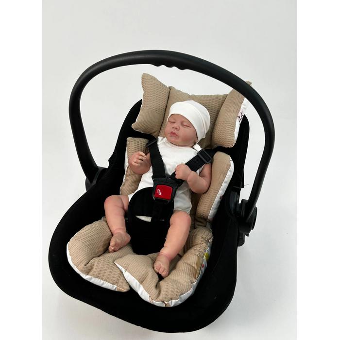 Yuvarlak babynest 9'lu set bej waffle pike - karacalı poplin