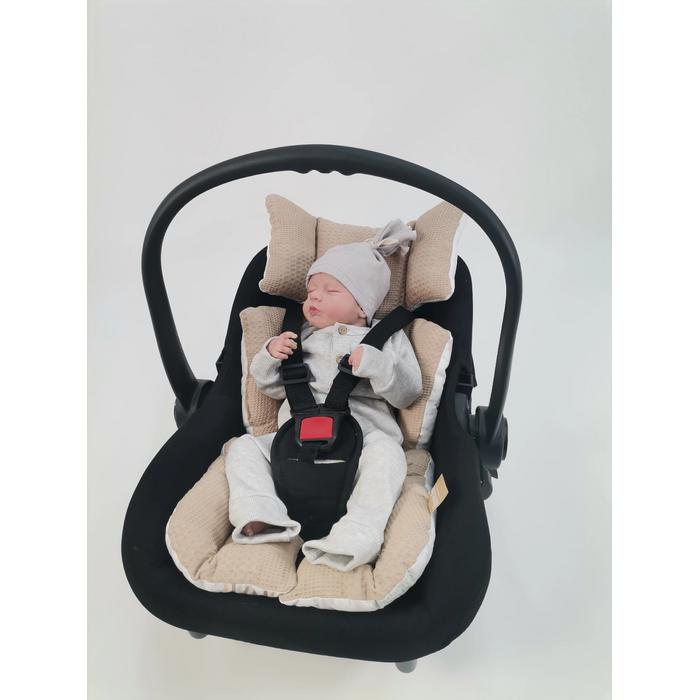 Yuvarlak babynest 9'lu set bej waffle pike - gökkuşaklı poplin