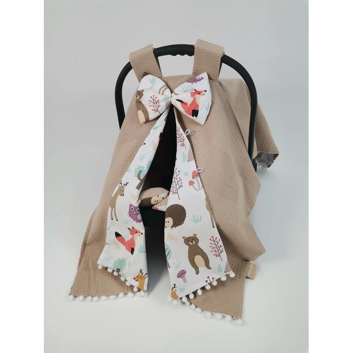 Yuvarlak babynest 9'lu set bej waffle pike - hayvan figürlü poplin