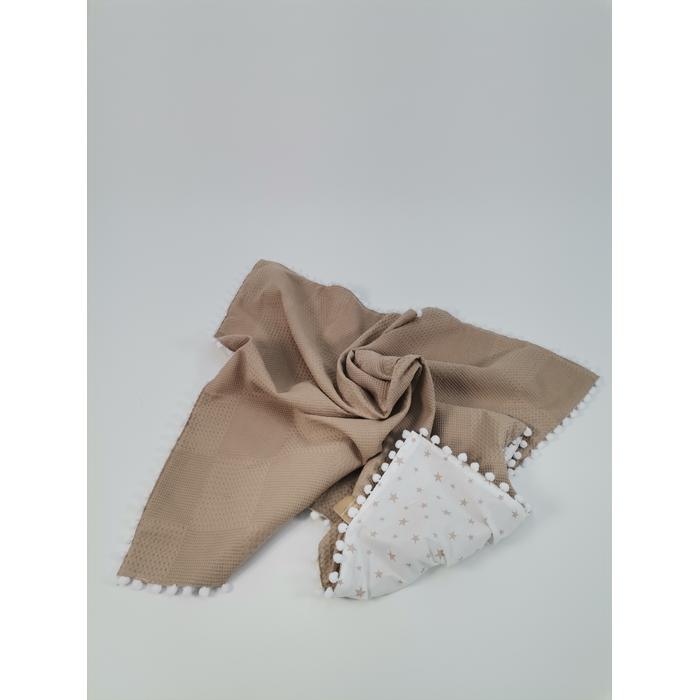 Yuvarlak babynest 9'lu set bej waffle pike - bej yıldızlı poplin