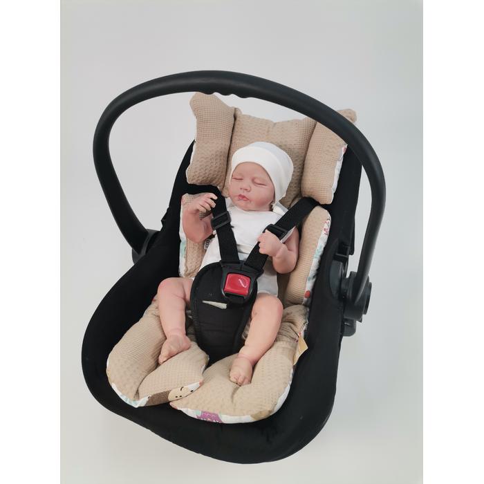 Yuvarlak babynest 9'lu set bej waffle pike - hayvan figürlü poplin