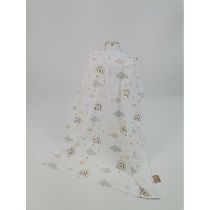 Yuvarlak babynest 9'lu set bej waffle pike - gökkuşaklı poplin