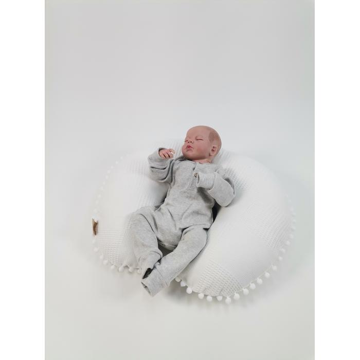 Yuvarlak babynest 9'lu set beyaz waffle pike - beyaz poplin