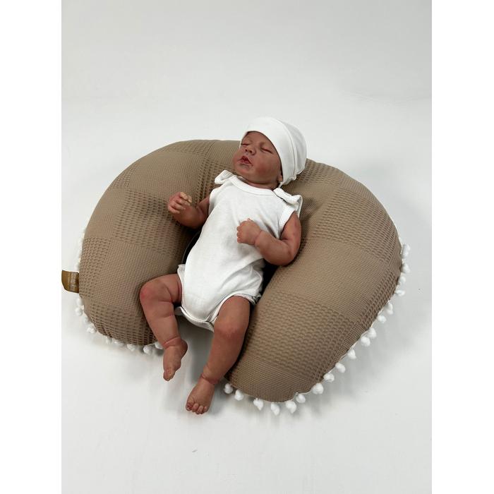 Yuvarlak babynest 9'lu set bej waffle pike - karacalı poplin