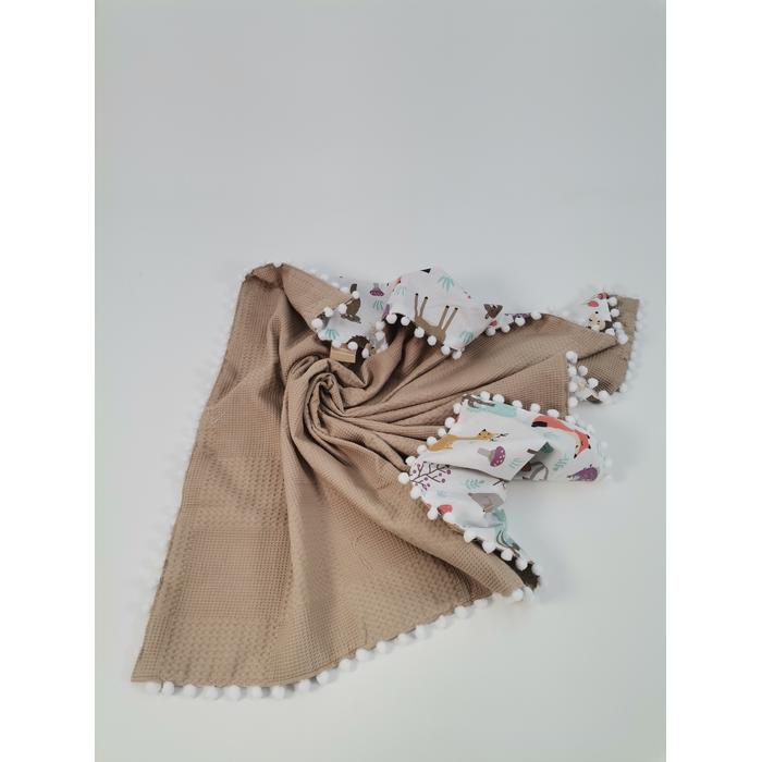 Yuvarlak babynest 9'lu set bej waffle pike - hayvan figürlü poplin