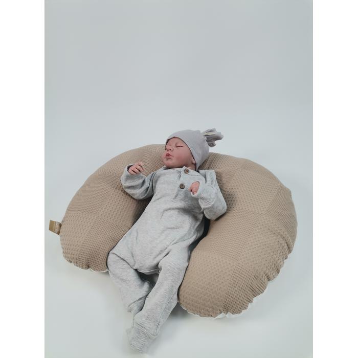 Yuvarlak babynest 9'lu set bej waffle pike - gökkuşaklı poplin
