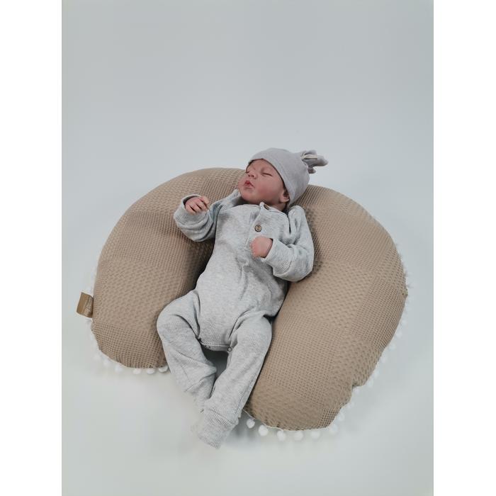 Yuvarlak babynest 9'lu set bej waffle pike - bej yıldızlı poplin