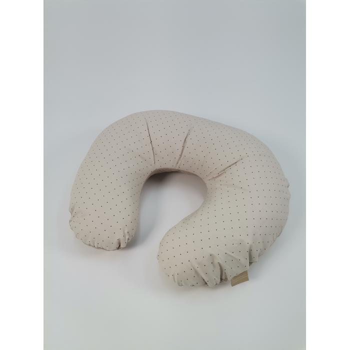 Yuvarlak babynest 9'lu set bej waffle pike - bej zemin üstü kahve rengi puantiyeli poplin