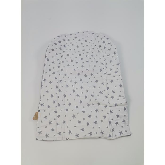 Yuvarlak babynest 9'lu set gri waffle pike - gri yıldızlı poplin