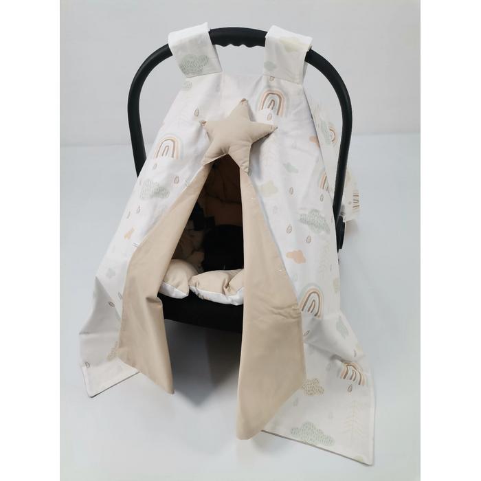 Yuvarlak babynest 9'lu set gökkuşaklı - bej poplin