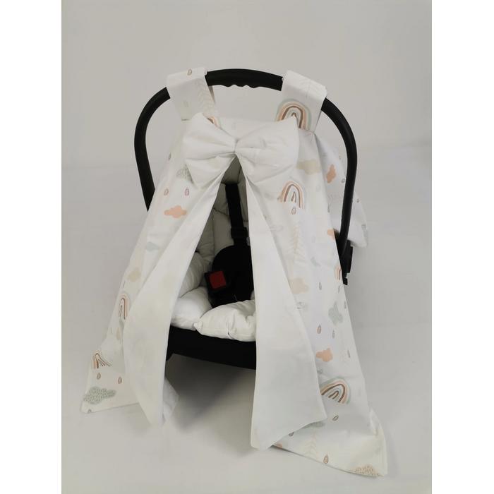 Yuvarlak babynest 9'lu set gökkuşaklı - beyaz poplin
