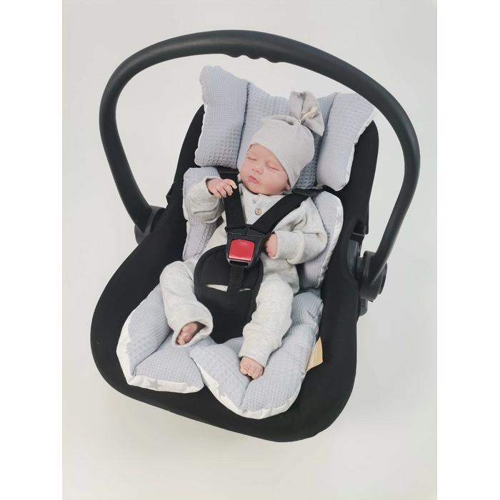 Yuvarlak babynest 9'lu set gri waffle pike - gri yıldızlı poplin
