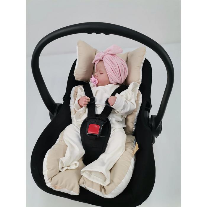 Yuvarlak babynest 9'lu set gökkuşaklı - bej poplin
